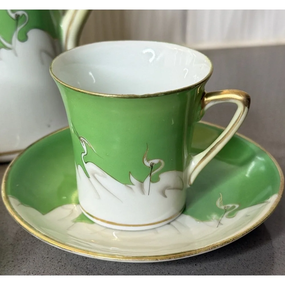 VTG Set 7 Tashiro Shoten Japan Art Deco Chocolate Coffee Pot Demitasse 1920-1930